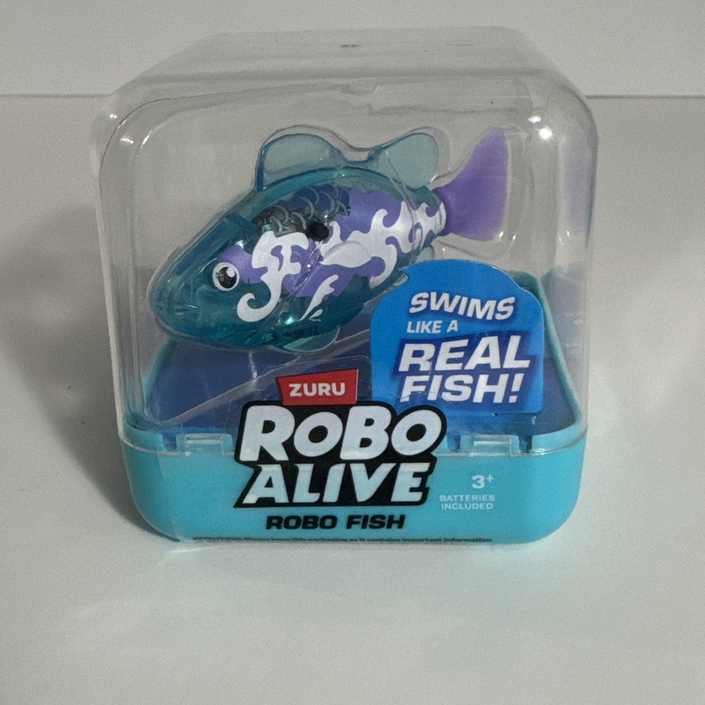 Zuru ROBO FISH Alive Teal‎ Color Changing Water Swimming Fish Toy SEALED E13D